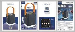 Sleek high-capacity power bank with LED battery indicator and dual USB charging ports for universal mobile devices