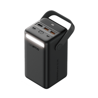 Sleek high-capacity power bank with LED battery indicator and dual USB charging ports for universal mobile devices