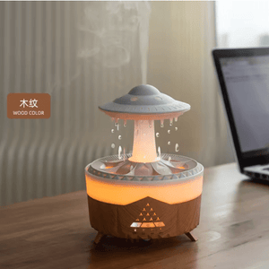 Aesthetic mushroom-shaped rain cloud humidifier with 7-color LED lights and aromatherapy mist